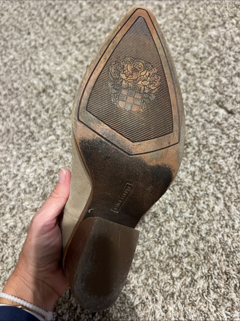 Vince Camuto Suede Ankle Booties in Taupe with Stacked Heel- size 9.5 - Picture 6 of 11
